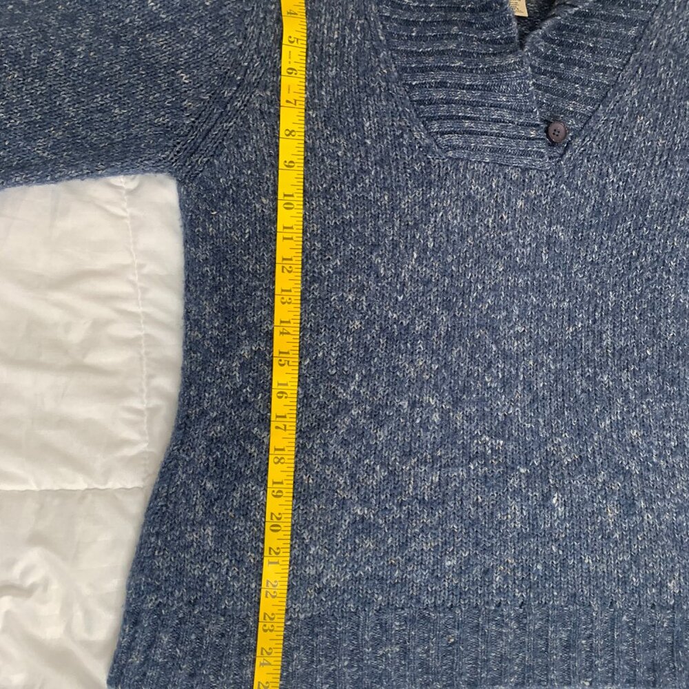 L.L. Bean Men’s Blue Shawl Collar Pullover Sweater – Wool Blend - Picture 10 of 11